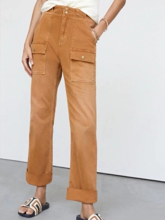 Pilcro Pants - Pilcro Straight-Leg Cargo Pants in Warm Tan